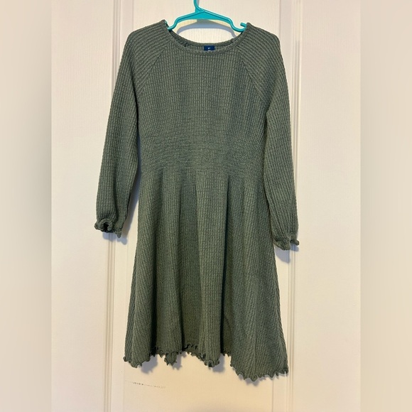 Old Navy Other - Old Navy Girls Green Waffle Knit Long Sleeve Dress